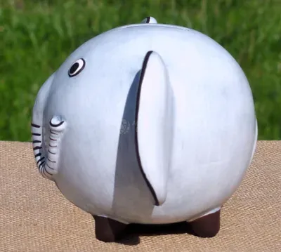 Tirelire éléphant en terre cuite — Thumbnail 3