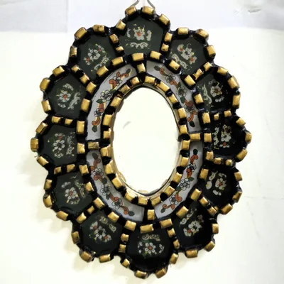 Miroir Ovale Peinture sous Verre 18x15 cm