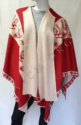 Ruana Angelica Réversible Rouge et Sable — Miniatura 2