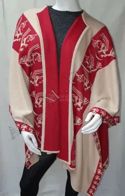 Ruana Angelica Réversible Rouge et Sable — Miniatura 3