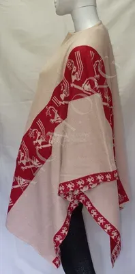 Ruana Angelica Réversible Rouge et Sable — Miniatura 5
