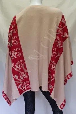 Ruana Angelica Réversible Rouge et Sable — Miniatura 7