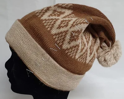 Bonnet Pompon Losange Marron 100% Alpaga