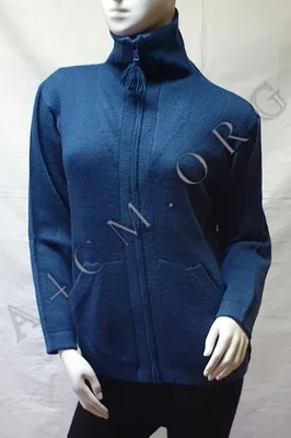 Gilet Greca Col Aviateur Uni Bleu 50% Alpaga