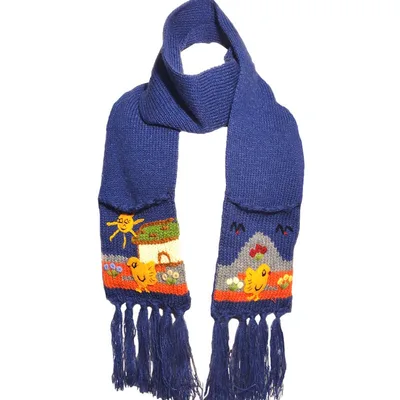 Écharpe brodée enfant bleue