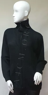 Gilet Greca Col Aviateur Uni Noir 50% Alpaga