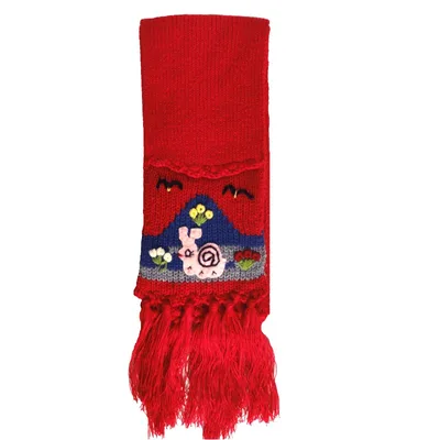 Echarpe brodée enfant rouge
