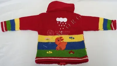 Gilet brodé enfant 1 an rouge — Thumbnail 2