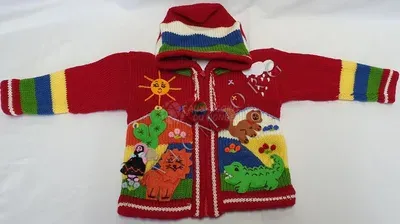 Gilet brodé enfant 1 an rouge — Thumbnail 1