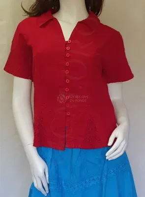 Chemisier Suzy Rouge en Coton — Miniature 1