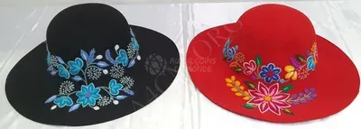 Chapeau Feutre Fleurs Brodées Multicolore — Vorschaubild 1