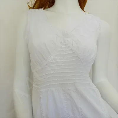 Robe Caraïbe Blanche sans manche coton — Vorschaubild 2