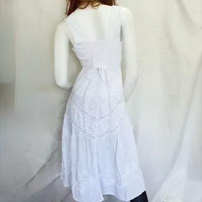 Robe Caraïbe Blanche sans manche coton — Vorschaubild 6