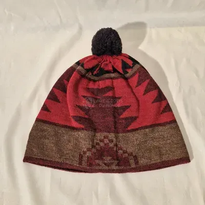 Bonnet Chacana Marron et Rouge 50% Alpaga — Thumbnail 1
