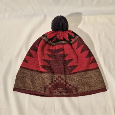 Bonnet Chacana Marron et Rouge 50% Alpaga