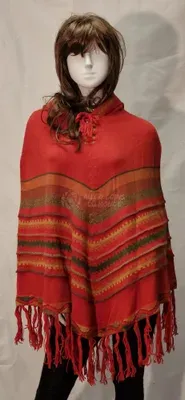 Poncho Delphina Capuche Orange en alpaga — Vorschaubild 2