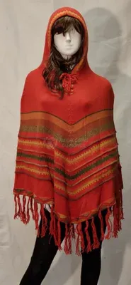 Poncho Delphina Capuche Orange en alpaga — Vorschaubild 1