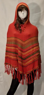 Poncho Delphina Capuche Orange en alpaga