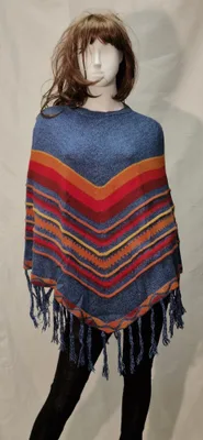 Poncho Delphina Bleu Vif en alpaga