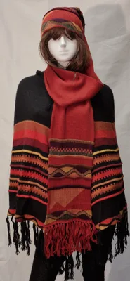Écharpe-Bonnet Delphina Rouge en alpaga