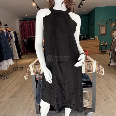 Robe Alicia Noire sans manche coton — Thumbnail 1