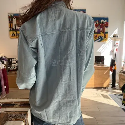Chemise Manches Longues Verso Bleu Ciel coton — Thumbnail 4