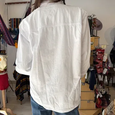 Chemise Manches Longues Verso Blanche coton — Miniatura 4