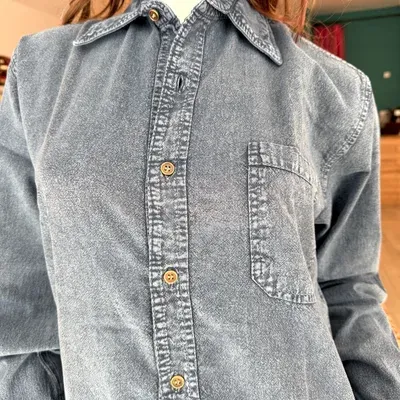 Chemise Manches Longues Verso Bleu Jean coton — Miniature 2