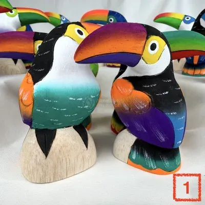 Toucans en Balsa 8 cm — Miniature 2