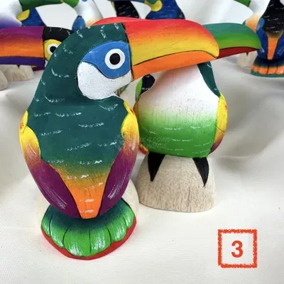 Toucans en Balsa 8 cm — Miniature 4