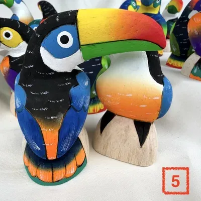 Toucans en Balsa 8 cm — Miniature 6