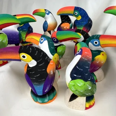 Toucans en Balsa 8 cm — Miniature 1