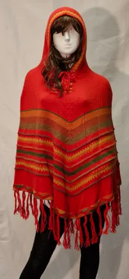 Poncho Delphina Capuche en alpaga — Orange