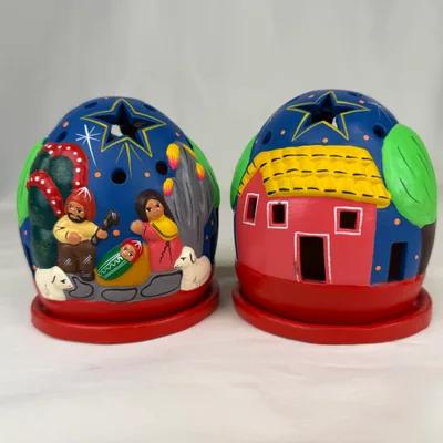 Crèche Ronde Photophore — Bleu