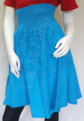 Jupe Smoc en Coton — Turquoise