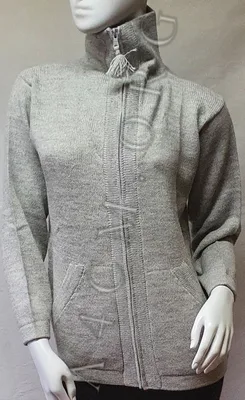 Gilet Greca Col Aviateur Uni Bleu 50% Alpaga — Gris Clair