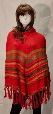 Poncho Delphina Capuche en alpaga — Orange — Miniature 2