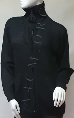 Gilet Greca Col Aviateur Uni Bleu 50% Alpaga — Noir