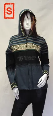Blouson Apache Capuche Multicolore Acrylique — Noir — Miniature 2