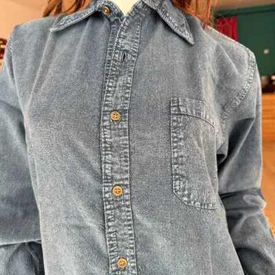 Chemise Manches Longues Verso coton — Bleu Jean — Miniature 2