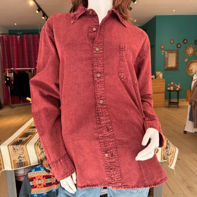 Chemise Manches Longues Verso coton — Bordeaux