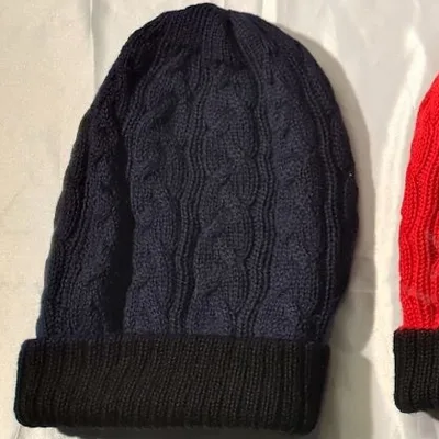 Bonnet Réversible 2 Couleurs en Alpaga — Bleu