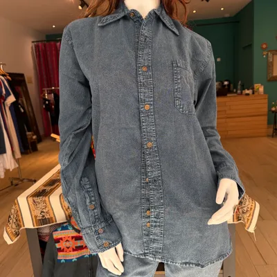 Chemise Manches Longues Verso coton — Bleu Jean