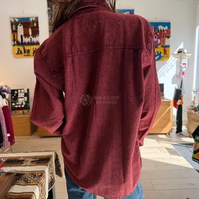 Chemise Manches Longues Verso coton — Bordeaux — Miniature 2