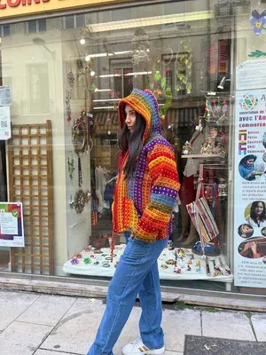 Veste Rafael Multicolore 100% Laine — Capuche — Miniature 2