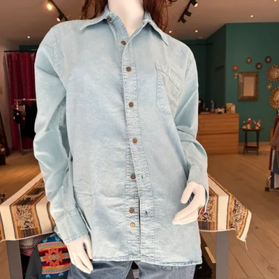 Chemise Manches Longues Verso coton — Bleu Ciel