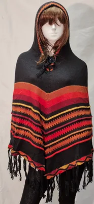 Poncho Delphina Capuche en alpaga — Noir