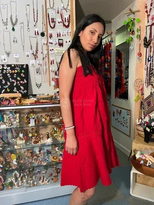 Jupe Smoc en Coton — Rouge — Miniature 3