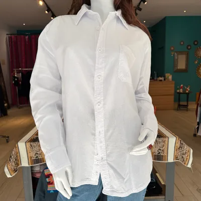 Chemise Manches Longues Verso coton — Blanc